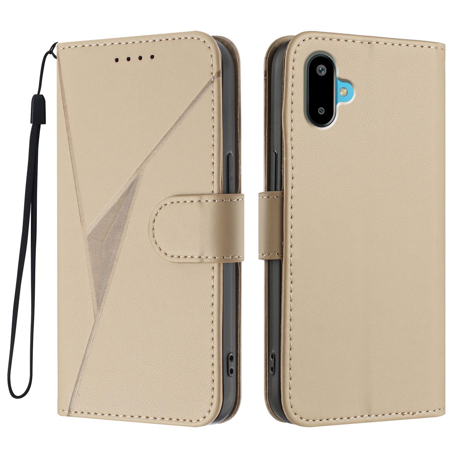 

For Samsung Galaxy M06 5G/Galaxy F06 5G Case Triangle Imprint Leather Phone Cover with Lanyard H