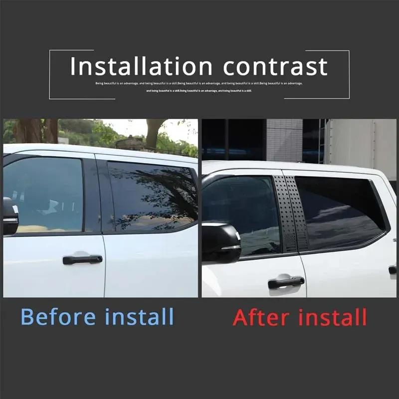 For Toyota Tundra -2024 Pickup Car Windows B-pillar Center Column Cover Trim Sticker Aluminum Alloy Black Accessories 4Pcs