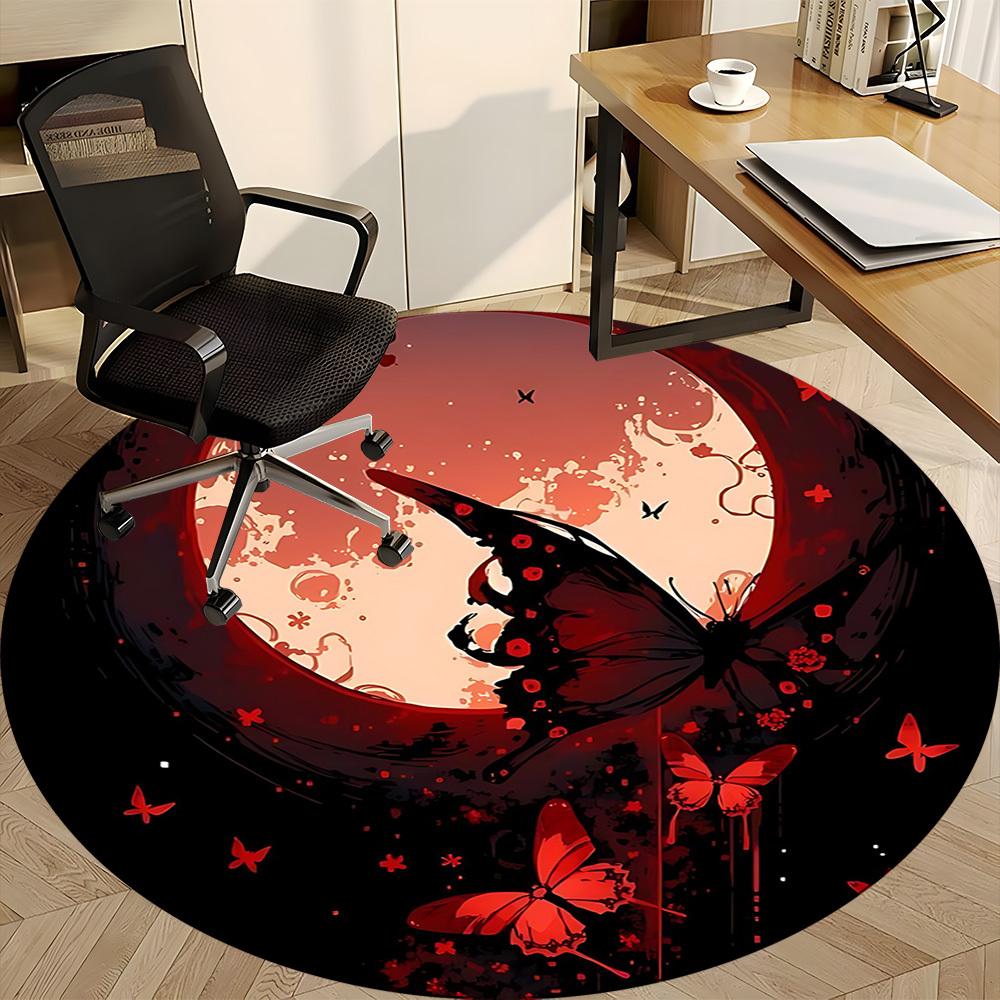 1pc Moonlit Butterflies Office Round Area Rug, Under Office Chairs Bedroom Living Room Home Decor, Room Deco, Available in Various Sizes