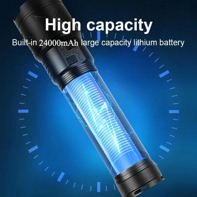 Powerful LED Flashlight Long Range Zoomable Aluminum Alloy Hand Lamp USB Rechargeable Outdoor Work Light for Outdoor Camping