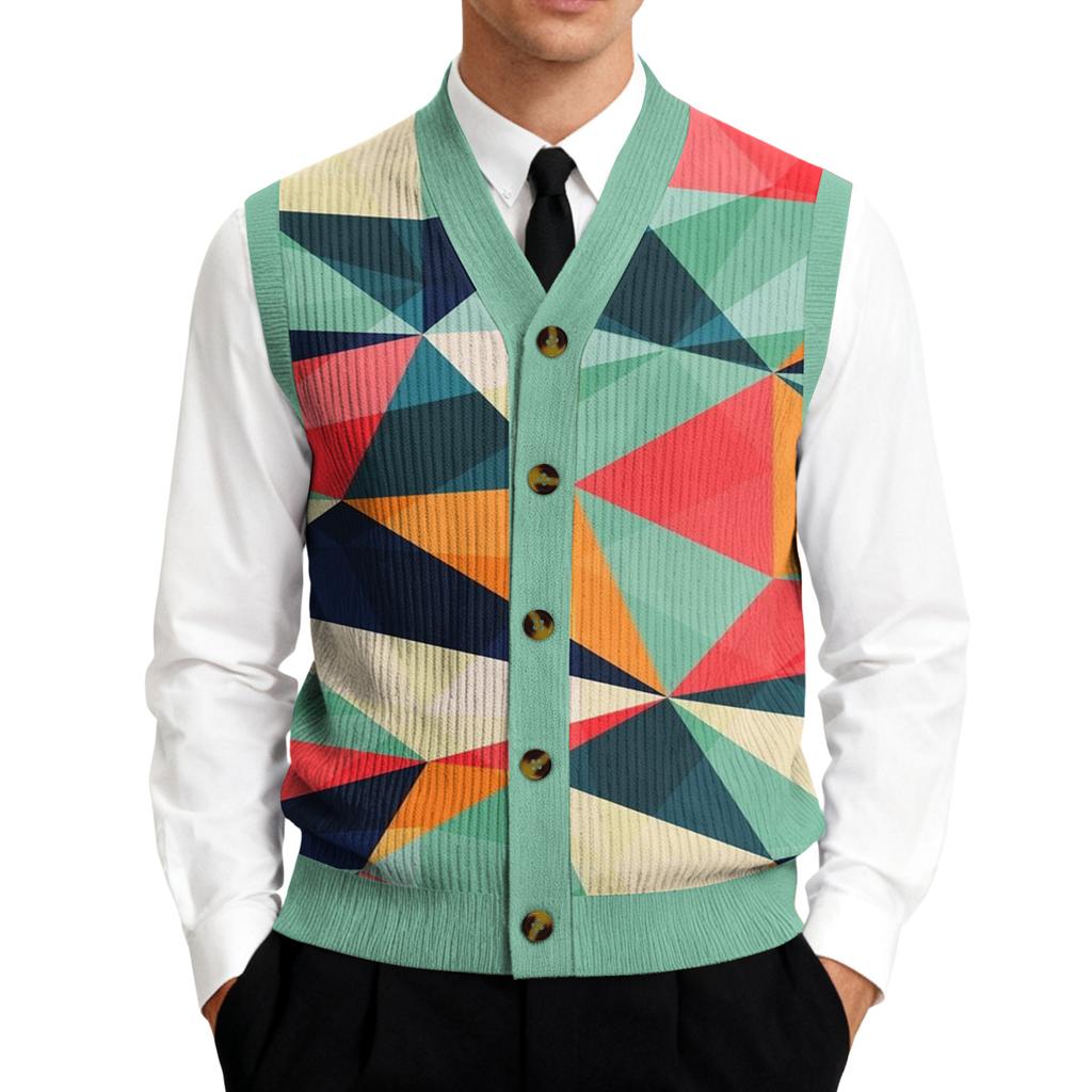 Herren V-Ausschnitt Ärmellose Strick-Cardigan-Weste