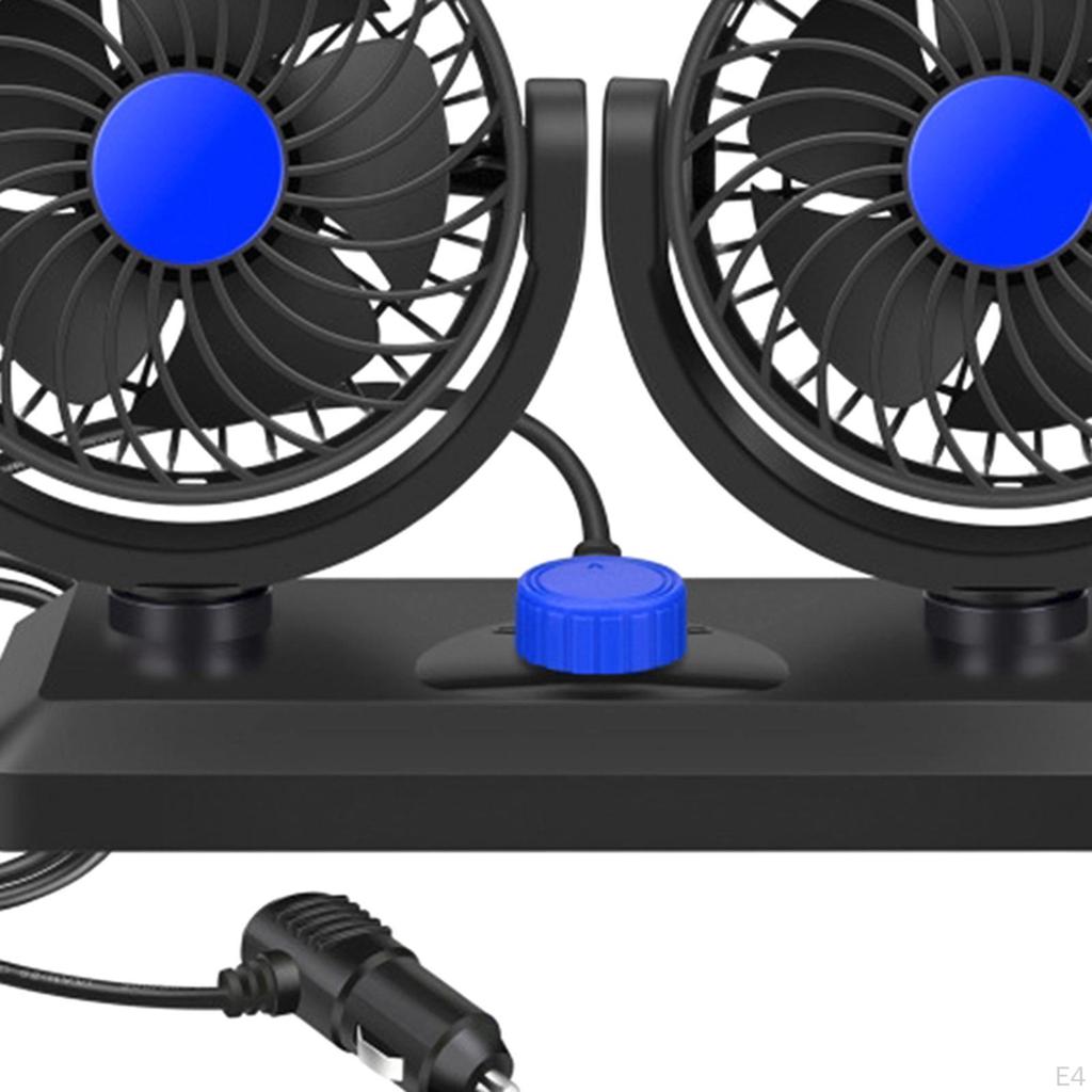 Car Double Head Folding Fan Air Circulation Low Noise Lightweight 2 Speeds Auto Cooling