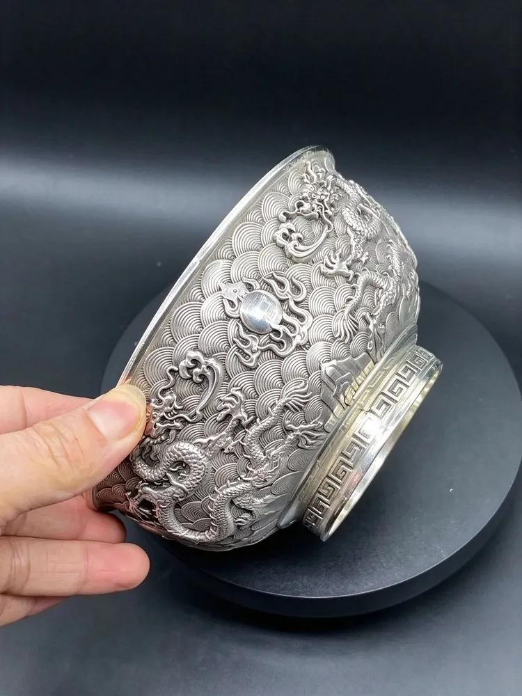 Welcome to shoppingAntique bronze collection / embossed double dragons / silver bowls