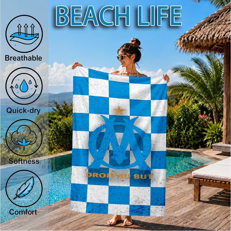Flame Logo Design Printed Microfiber Beach Towel, Soft And Absorbent, Quick-Dry, Ideal for Summer Travel, Beach Essential, Swimming Pool
