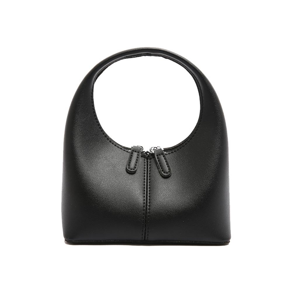 Elegant Pu Leather Handbag Zipper Small Bag All-match Crescent Bag  Travel