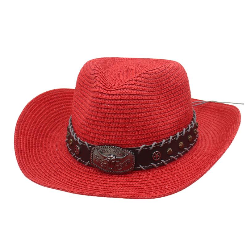 Cross-Border Outdoor Beach Sunshade And Sunscreen Jazz Hat, New Cow Head Belt Accessories, Tibetan Tibetan Western Cowboy Top Hat