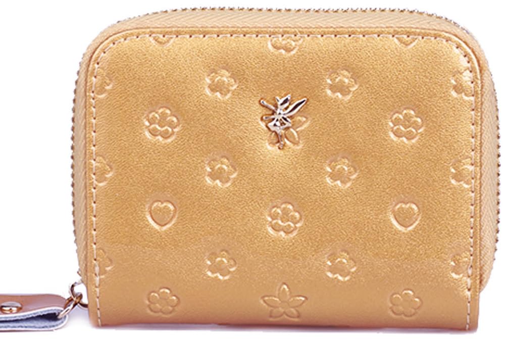 Fair Fairy Genuine Leather Women's Coin Purse with Embossed Enamel 200301 (Gold)