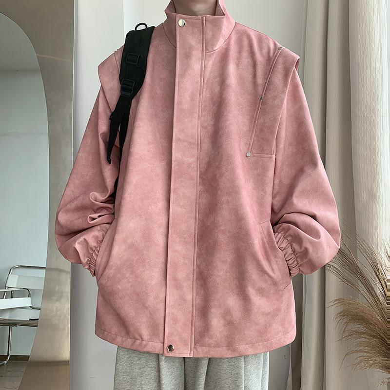 

Шкіряна куртка з нубуку в стилі ретро, ​​весна та осінь, нова чоловіча шкіряна куртка в корейському стилі з вільним коміром-стійкою, модна повсякденна чоловіча куртка 5XL