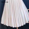 Spring Summer Women Rainbow Feminine Skirt Elastic Waist Pastel Striped Contrast Color Midi Skirt Cotton Soft Stylish Skirts Womens