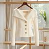 White Sweater Coat Women Premium Designer Niche Elegant Waist Defining Knit Top Autumn