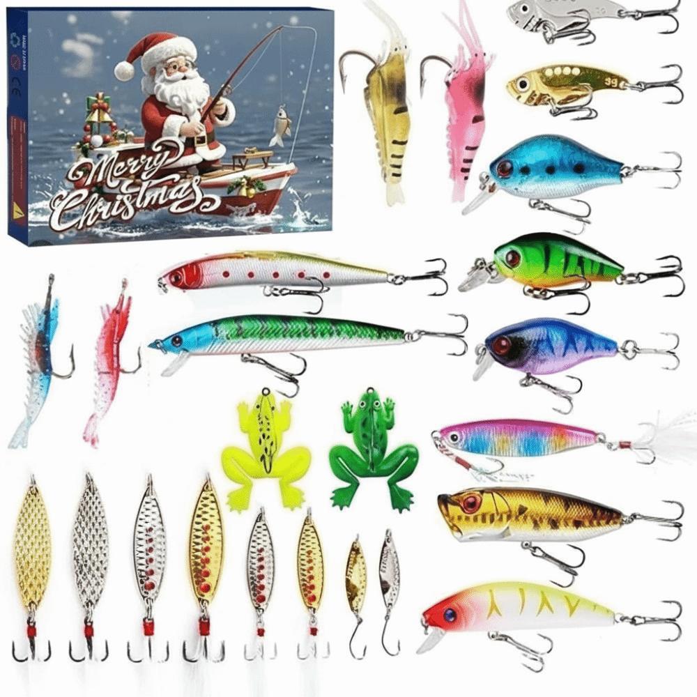 Fish Bait Fishing Advent Calendar Christmas Countdown Artificial Bait Fishing Lure Kit Teen Boys