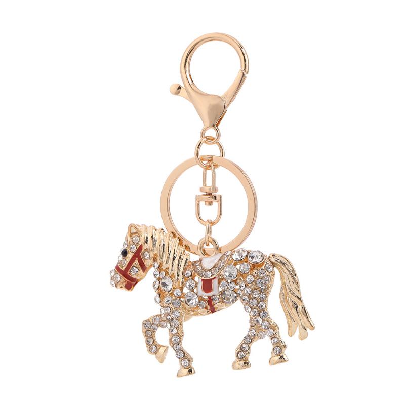 Rhinestone Horse Keychain Stylish Animal Pendant Decorative Key Ring For Women Bag Charm Hanging Lucky Gift