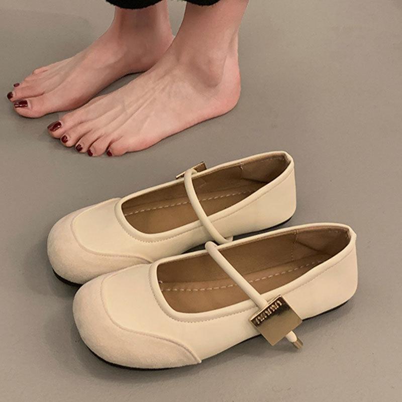 French Mary Jane shoes women's shoes spring and autumn new soft sole soft surface word with shallow mouth single shoes women's skirt