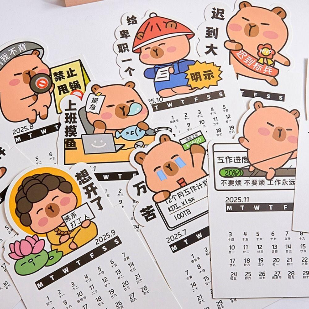 Creative 2025 Desk Calendar Cartoon Practical Calendar Stationery Capybara Calendar  Making Plans