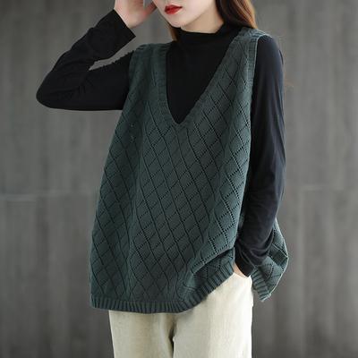 Summer Spring Autumn Women's Knit Vest Ladies Sweater Vest Outer Layer Thin Sleeveless Cardigan Top
