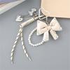 Black Artificial Pearls Bows Bag Accessory Purse Decoration Rope Keychain Adds Style and Sophistication to Any Outfit