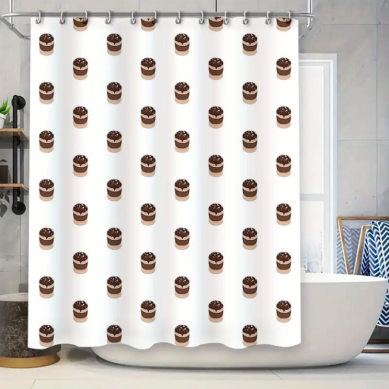 

Bathroom Shower Curtain Dessert Cupcake Pattern Waterproof Decor Washable Liner Vintage Sweet Treats Bakery Food Theme Home Text W60H190(CM)-1 Pcs