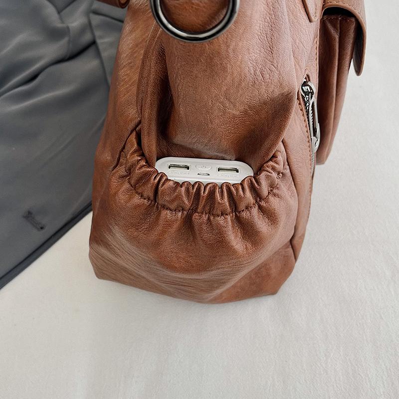 Fashionable PU Tote Bag Women's Multi Pocket Handbag with Adjustable Shoulder Strap Everyday Carry Bag