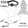 Adult Erotic Pleasure Set: SM Gag, Nipple Clamps, Anal Plug, Chain for Women's Foreplay.