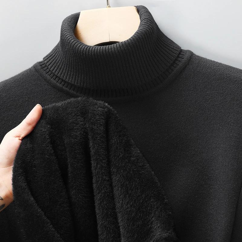 Autunno Inverno Abbigliamento Sportivo Uomo Maglione a Collo Alto Lavorato a Maglia Vestibilità Slim Manica Lunga Pullover Colore Unico Abbigliamento Uomo