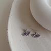 Purple Zircon Fan-shaped Women's Stud Earrings - Retro, Versatile & Stylish