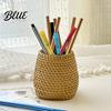 Pencil Organizer Faux Rattan Pen Holder Woven Style Makeup Brush Boho Container