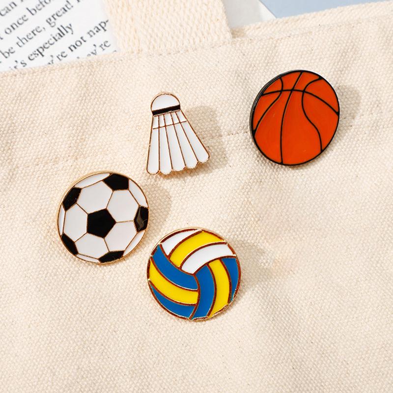 Modische Sport-Anstecknadeln Herren Basketball Badminton Tischtennis Volleyball Rugby Emaille-Abzeichen Metallverschluss Damen Denim-Schmuck