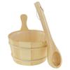 4L Wooden Sauna Bucket with Handle Sauna Bucket and Ladle Set Practical Sauna Water Bucket and Ladle Portable Wood SPA Bucket