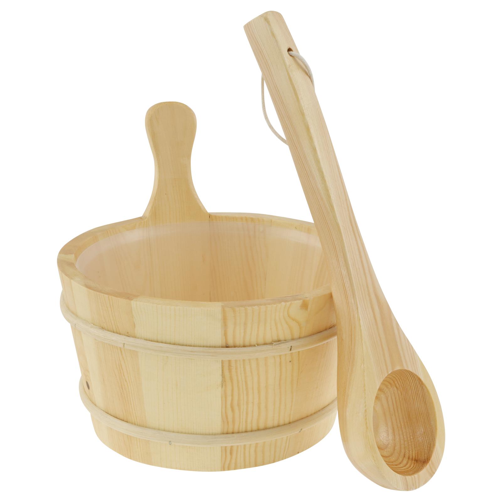 

4L Wooden Sauna Bucket and Ladle Set Natural Wood SPA Steaming Bathroom Sauna Accessories Kit for Home Sauna/Sauna Steam Room світло-жовтого кольору