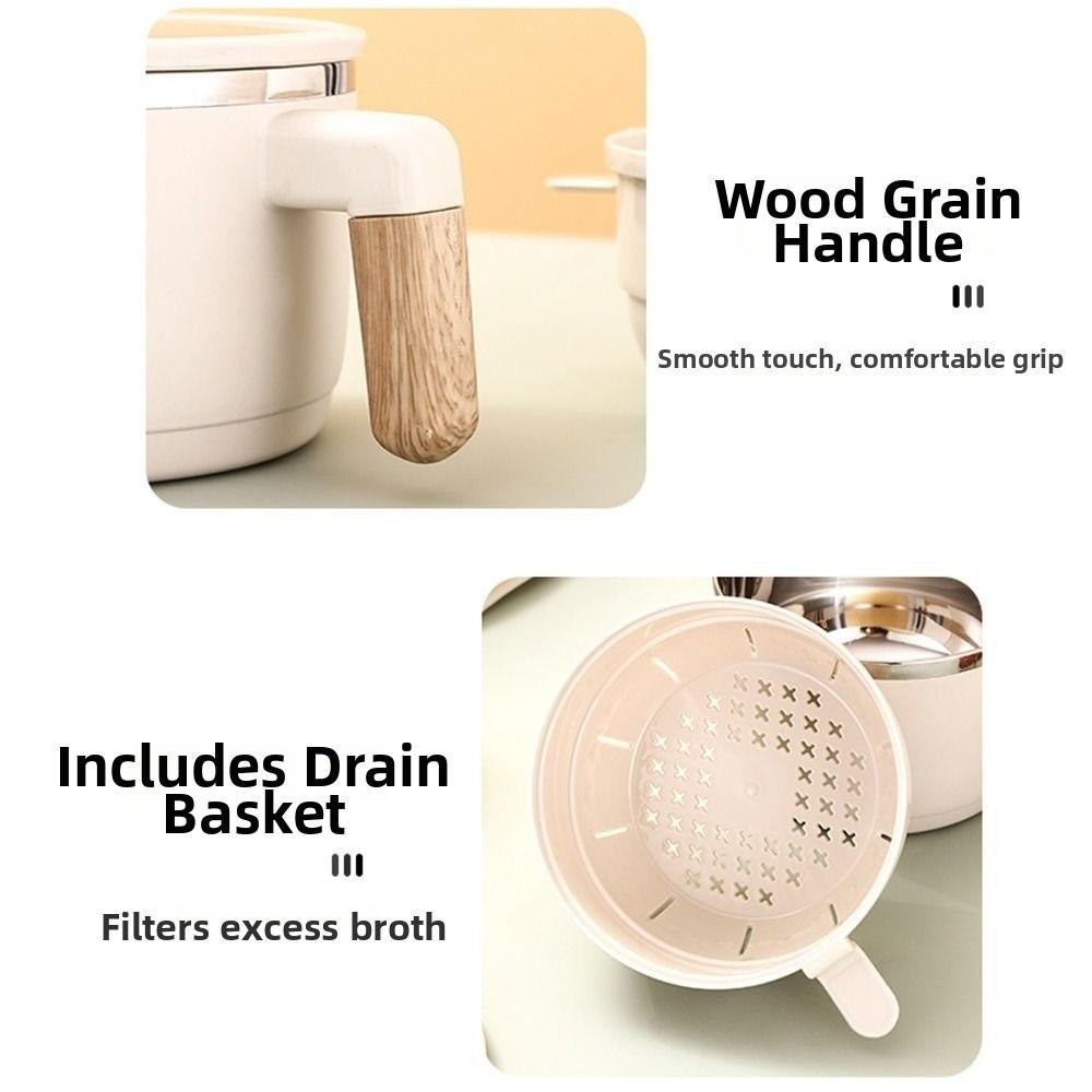 Non-slip Bottom Insulated Ramen Bowl Double-layer Noodle Bowl with Drain Basket  Cooking