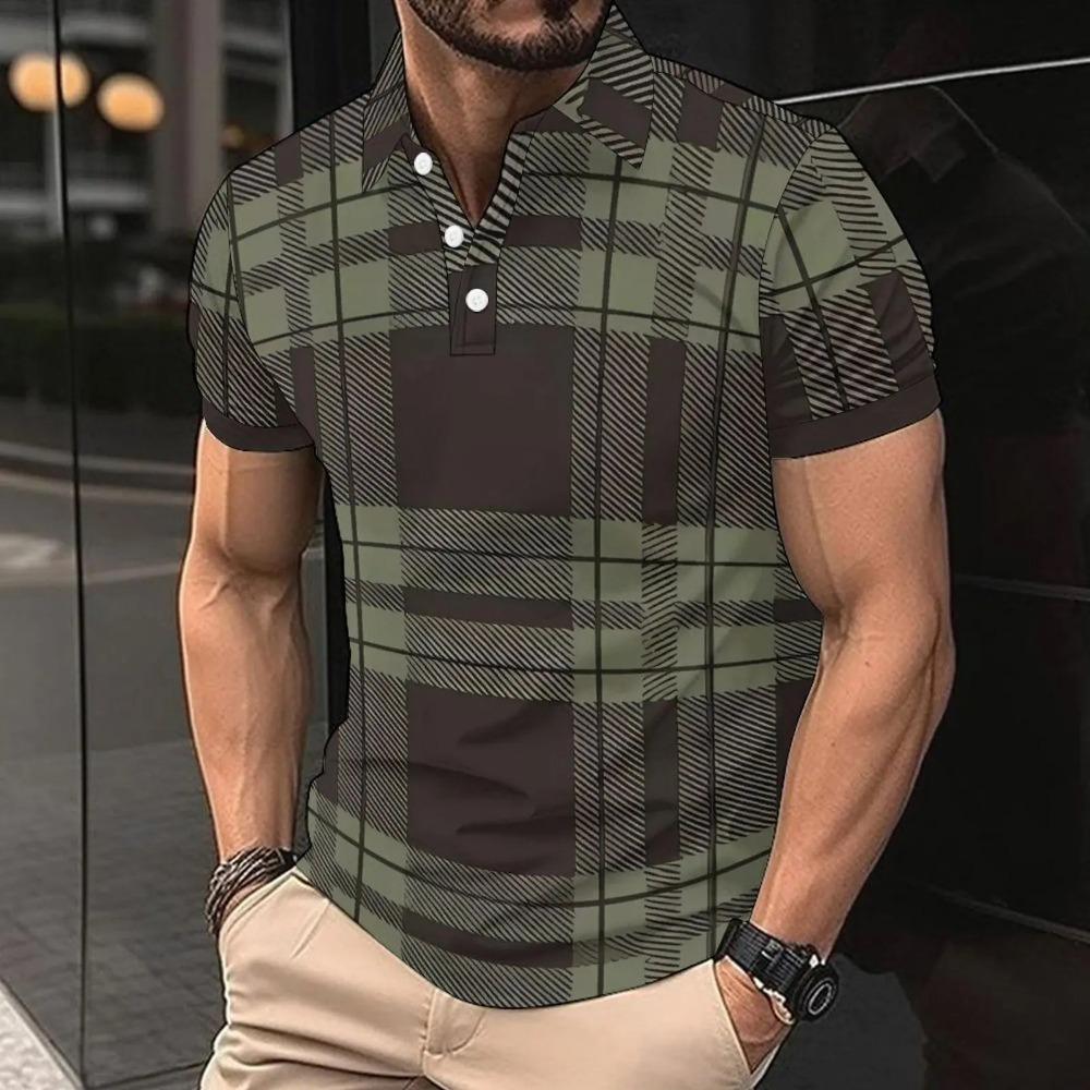3D Printed Men's Polo Shirt Short Sleeve Turn-down Collar Breathable Spring Fit Casual Men Clothing Top