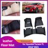 Car Floor Mat for Hyundai Tucson TL 2016~ 2017 2018  Leather Foot Inner Liner Waterproof Carpet Pad  Accessories