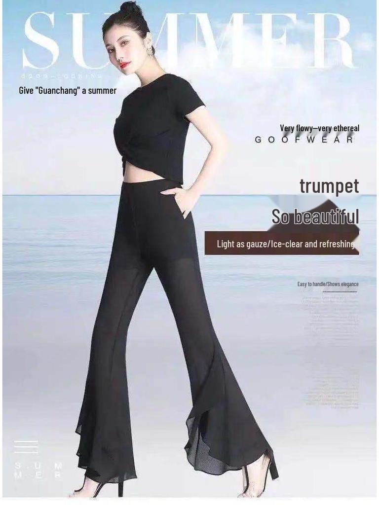Sommer 2023 Damen High-Waist Chiffon Schlaghose – Schlankmachend, Stilvoll, Vielseitig, Weiter Beinschnitt