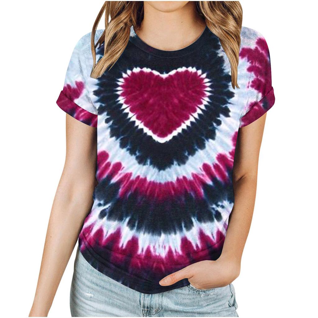 3D Printed Colorful Round Neck Short Sleeved Women's T-shirts