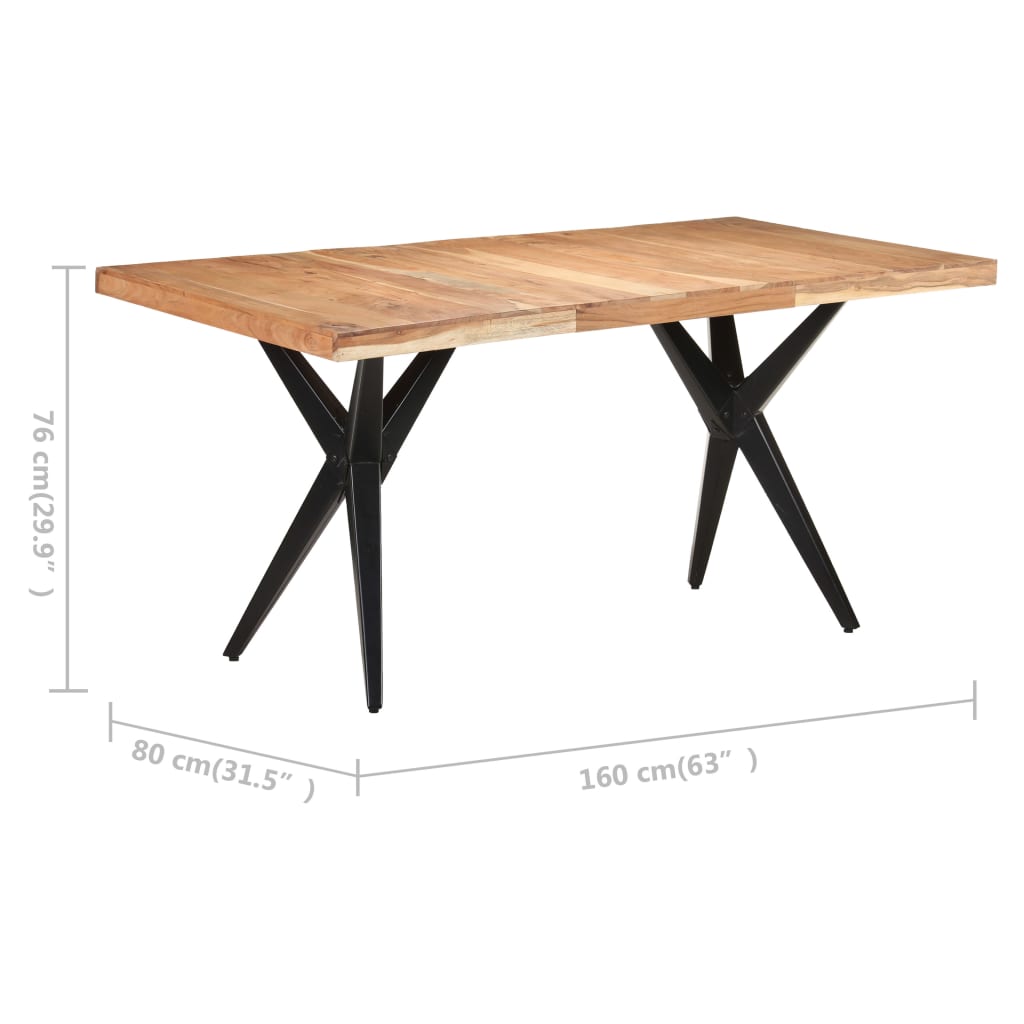 Dining Table 160x80x76 Cm Solid Acacia Wood