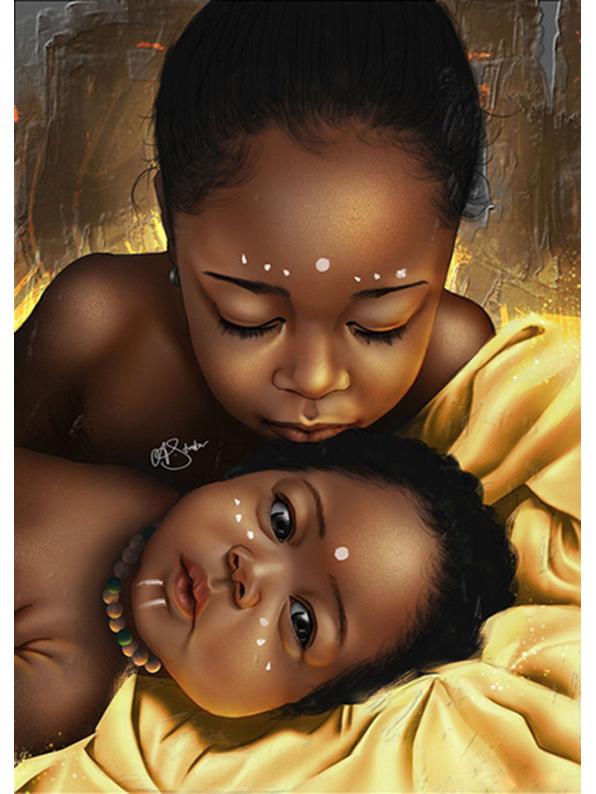 

Золотой холст с африканскими детьми - Современный декор для стен для спальни и гостиной 20x30 Unframed