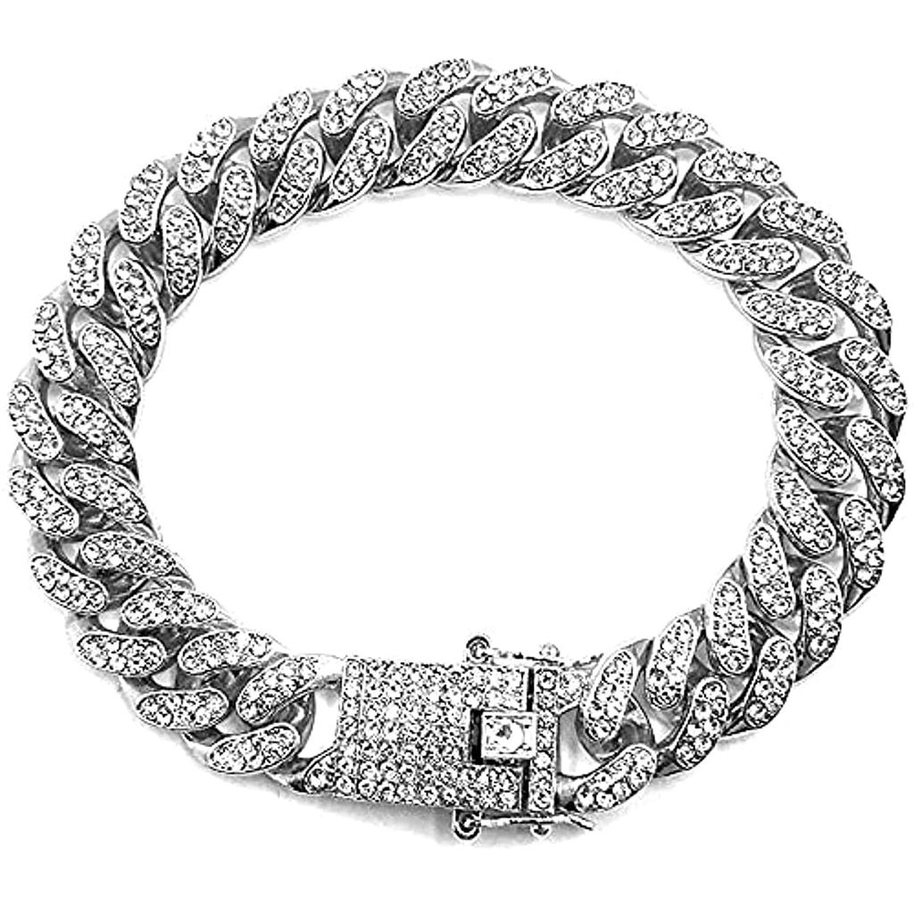 Cuban Link Bracelet Iced Out Miami Gold Plated Hip Hop Full CZ Prong Diamond Bracelet with Giftbox Cuban Link for Man Women