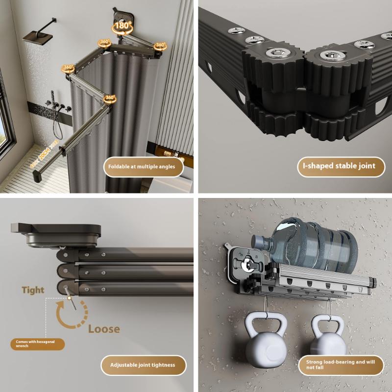 Z-shape Folding Invisible Bathroom No Punching Toilet Bathing Waterproof Partition Dry and Wet Separation Shower Curtain