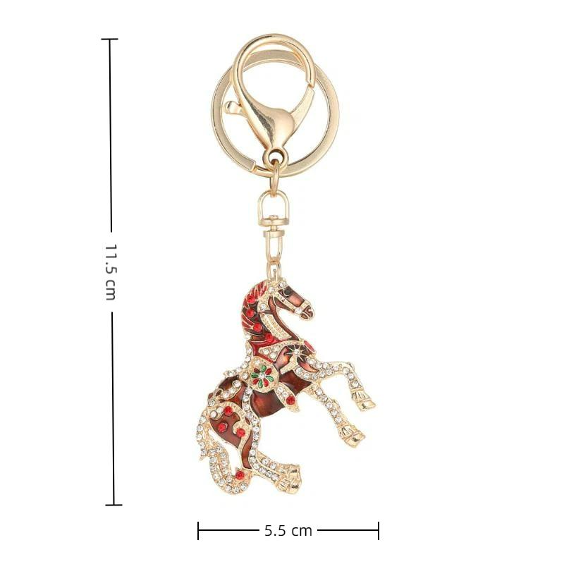 Fashion Metal Rhinestone Pony Keychain Pendant For Women Men Zodiac Horse Car Keyring Backpack Decoration Jewelry New Year Gift