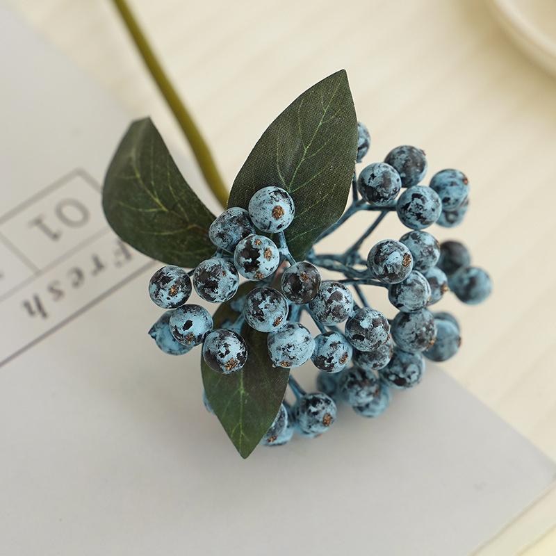 Foam Berry Fruit Bunch Branch Artificial Flower Mini Plants Christmas Decorative Accessory for Wedding Flower Arrangements Gift
