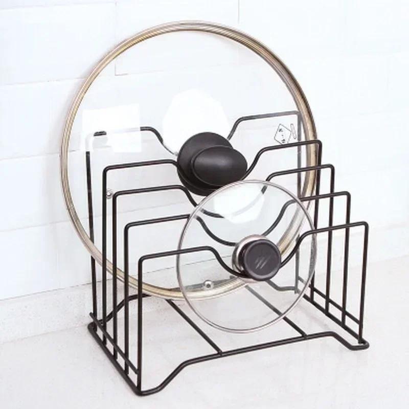 Kitchen Convenience Storage Shelf Pot Lid Rack Storage Pan Lid Cover Cabinet Holder Rack Organizer Multifunctional Accessories