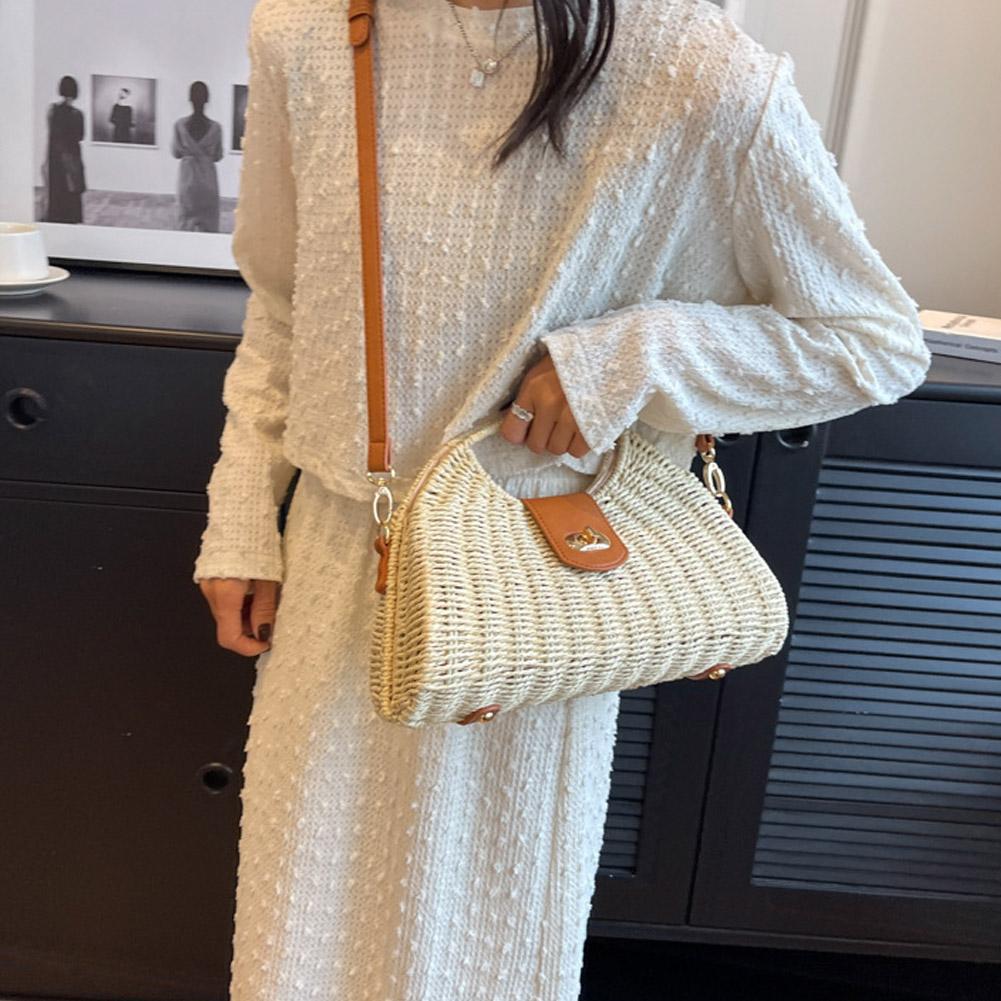 Women Crossbody Bags Summer Woven Shell Female Holiday Straw Handmade Casual Lady Elegant Tote D8W1