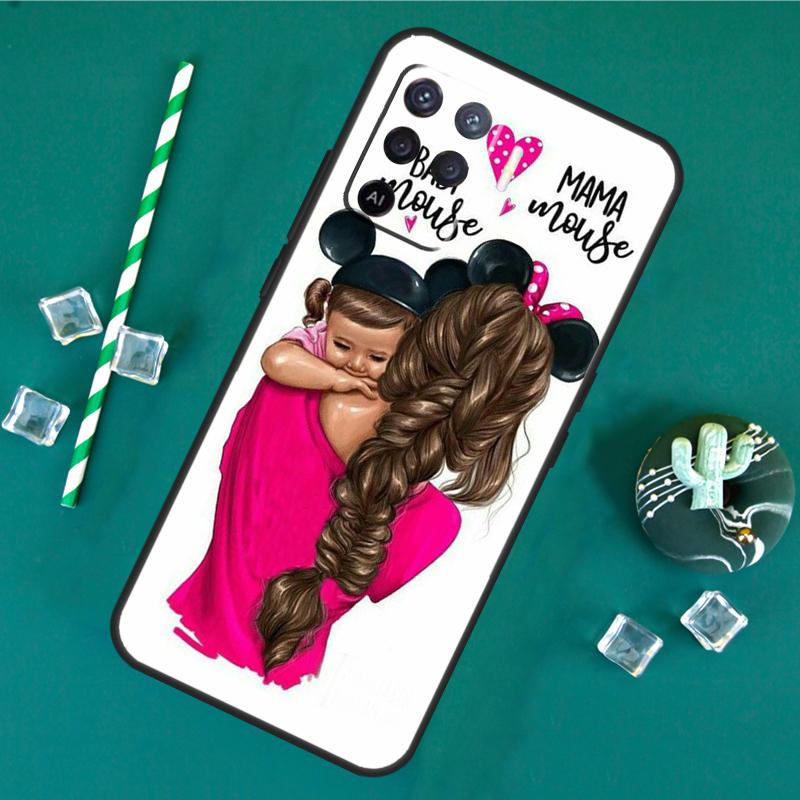 Brown Hair Baby Mom Girl Queen Case For Oppo A60 A40 A80 A16 A76 A96 A18 A38 A58 A78 A98 A91 A15 A17 A74 A94 A54 A57S Cover