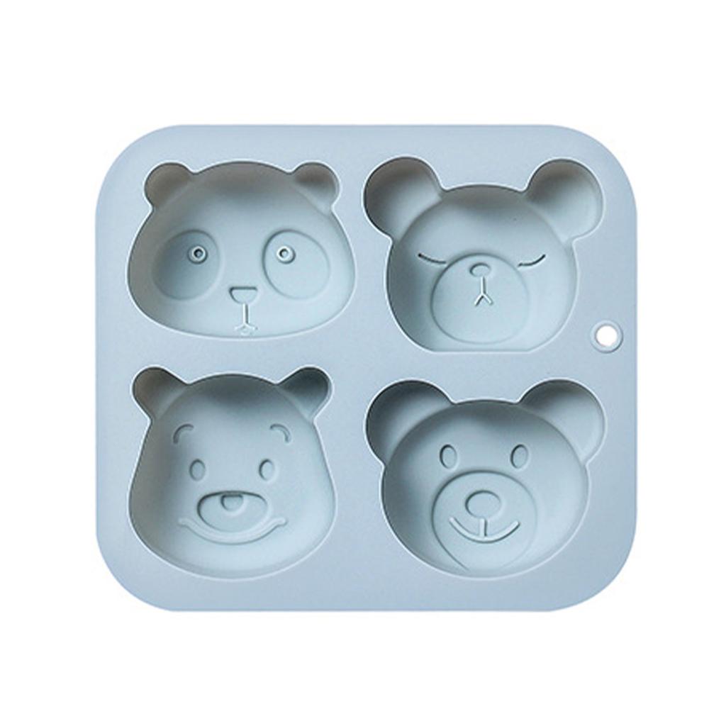 4 Cavities Fondant Moulds Silicone Chocolate Molds Candy Mould Bear Shaped for Birthday Party Cake Decorations Cupcake