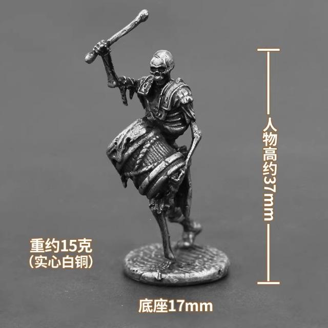 Ancient Medieval Legion Swordman Undead Skeleton Warrior Action Figures Metal Copper Model Armor Figurine Miniature Ornament Toy