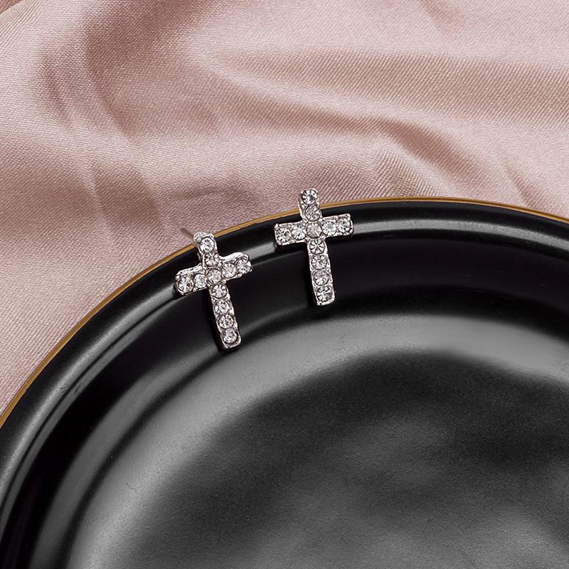 Zircon Stud The Cross Geometric Stud Earring Women Fashion Punk Style Rock Jewelry Girls Gift