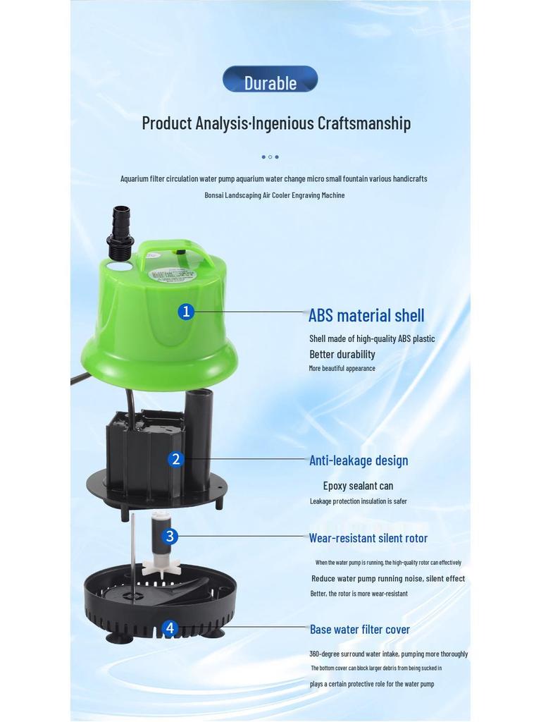 Bomba Sumergible de Fondo para Acuario de 110V para Paisajismo y Circulación de Agua