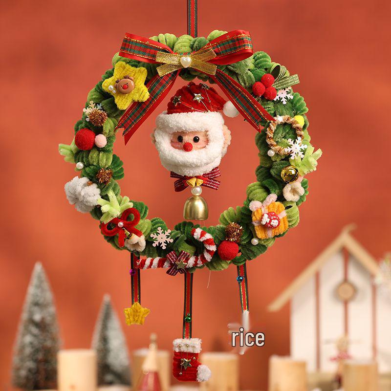 Handmade Chenille Stem Christmas Wreath Ornament - DIY Holiday Gift Hanging Decoration