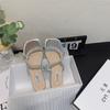Coarse Heel Silver French Small Cool Slippers Women's Shoes Wear 2025 New Summer Fairy with Skirt Rhinestone Slippers
