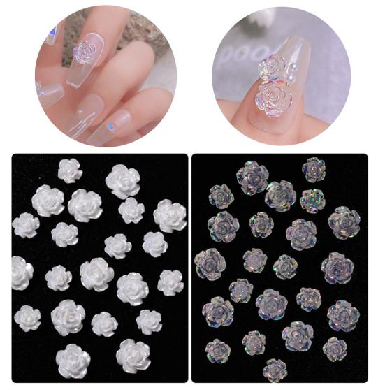 30Pcs Flower Nail Decor Glitter Stylish Nail Accessories Artificial Flower Nail Art Stud